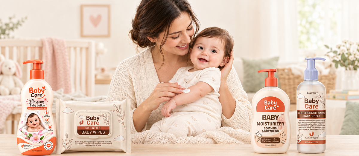 Best Selling Product banner with centered parent and baby and product displays